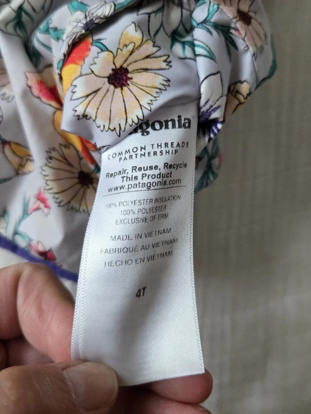 Patagonia Reversible Jacket & Snowpants 4T Floral Purple